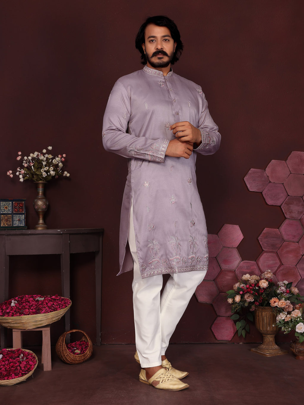 Men's Kurta With Embroidery sequence work | Krushi Life Style