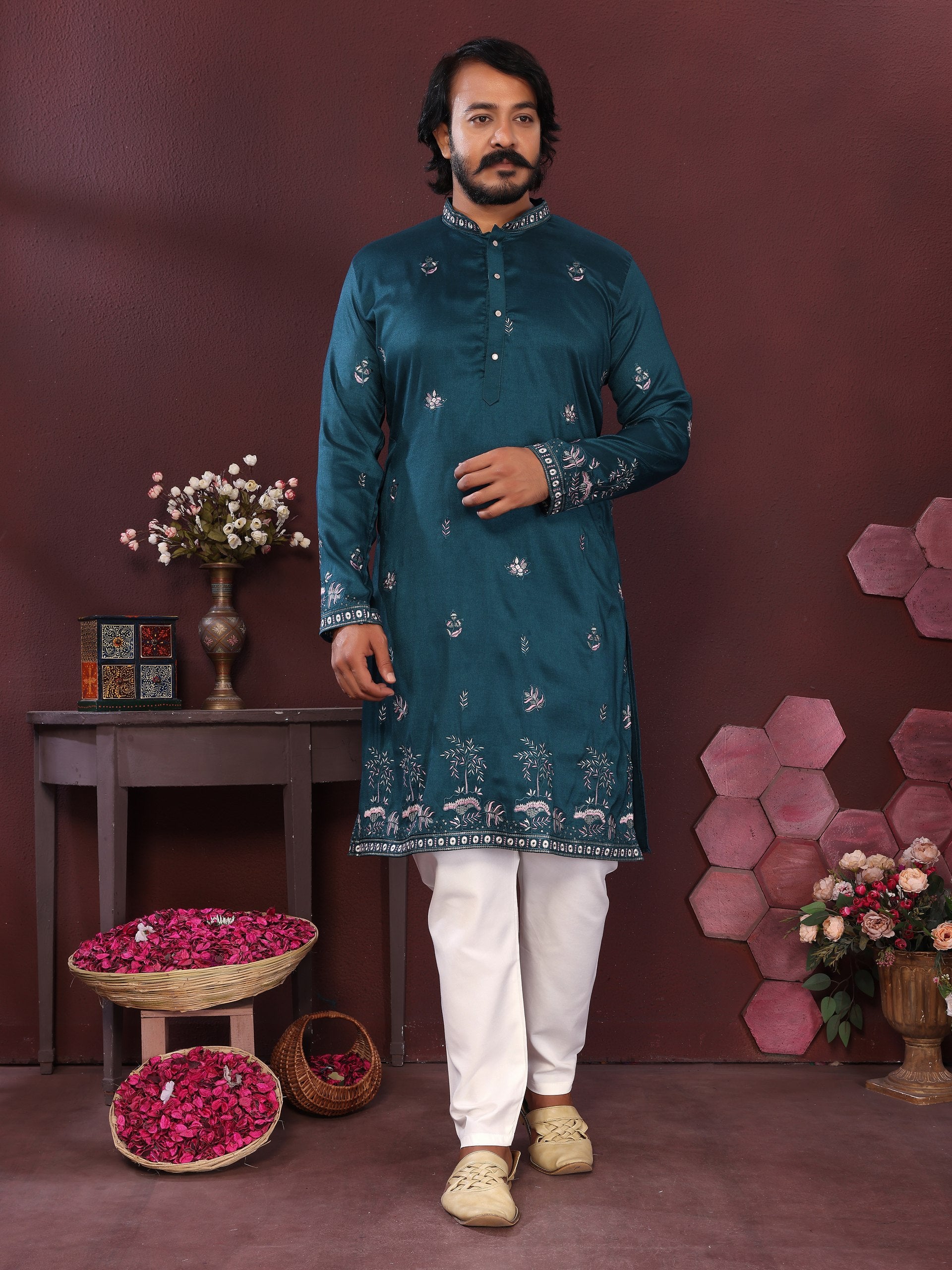 Men's Kurta With Embroidery sequence work | Krushi Life Style