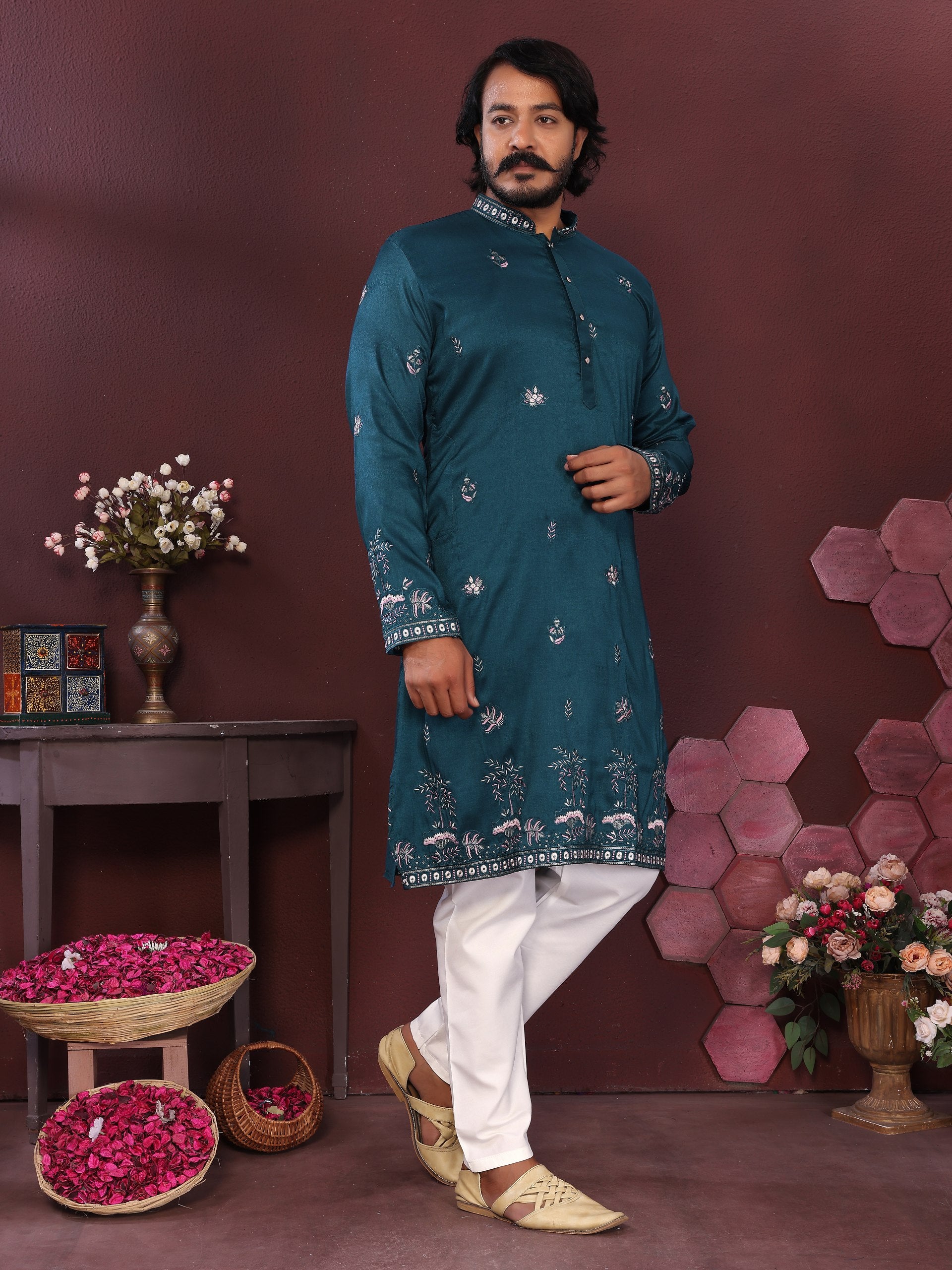 Men's Kurta With Embroidery sequence work | Krushi Life Style