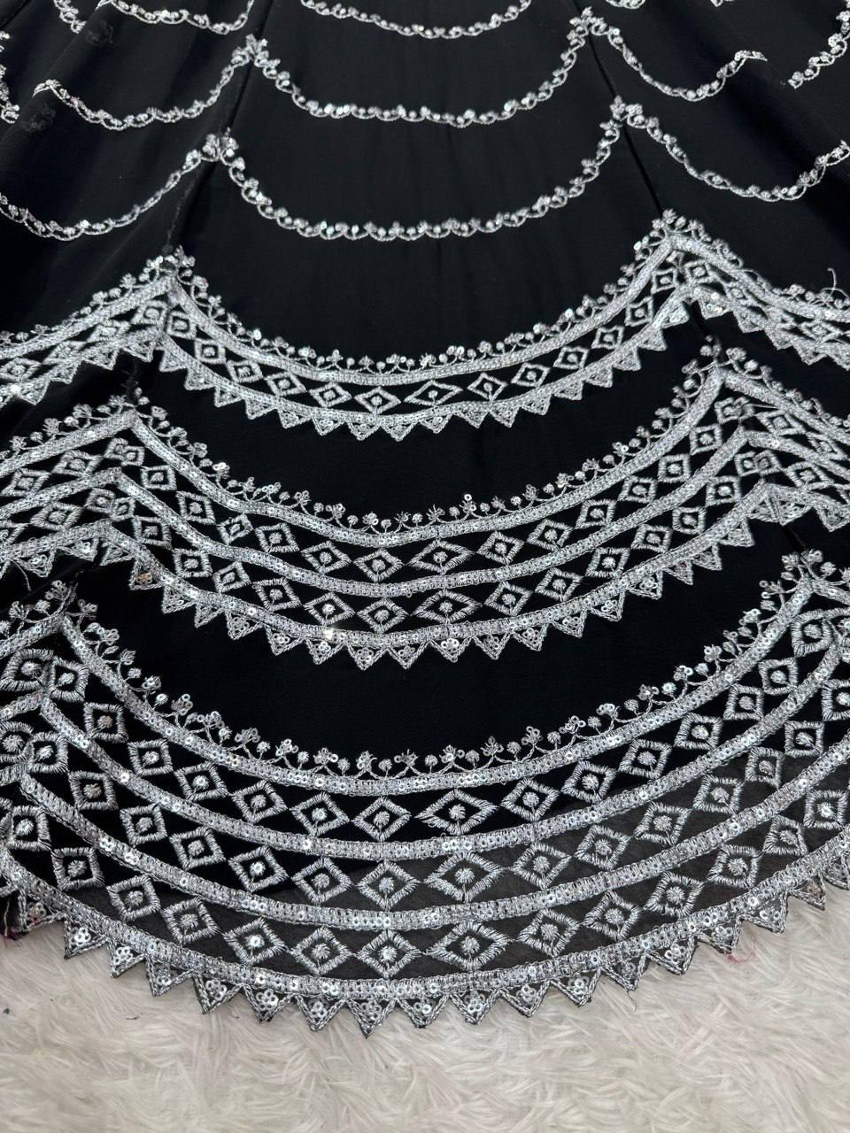 "Elegant Black Embroidered Lehenga Choli Set with Dupatta | Krushi Life Style "