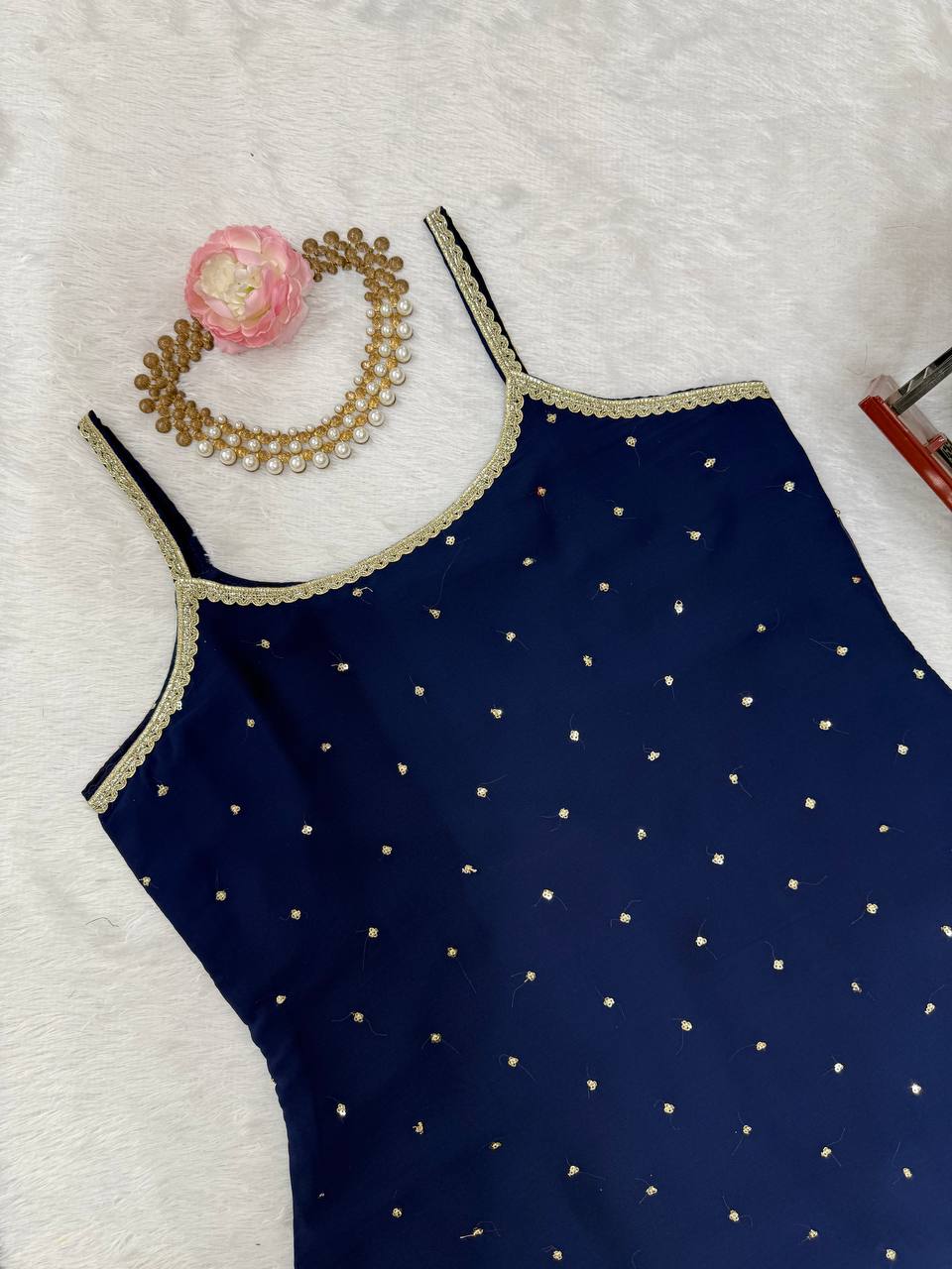 "Navy Blue Sharara Suit with Dupatta – Festive Ethnic Outfit"