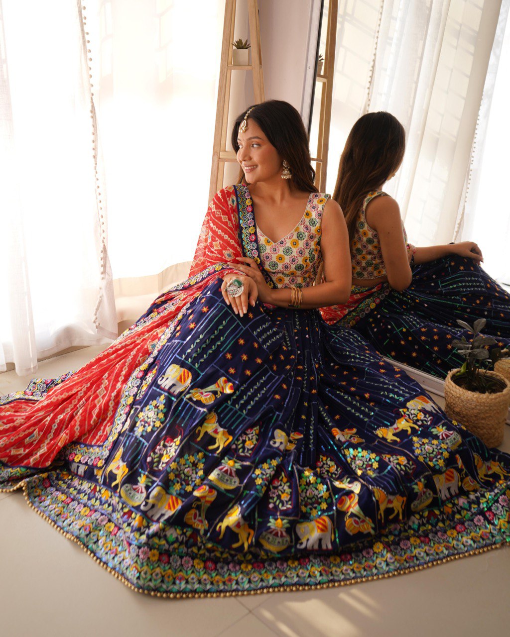 "Vibrant Navratri-Inspired Embroidered Lehenga Choli Set | Krushi Life Style