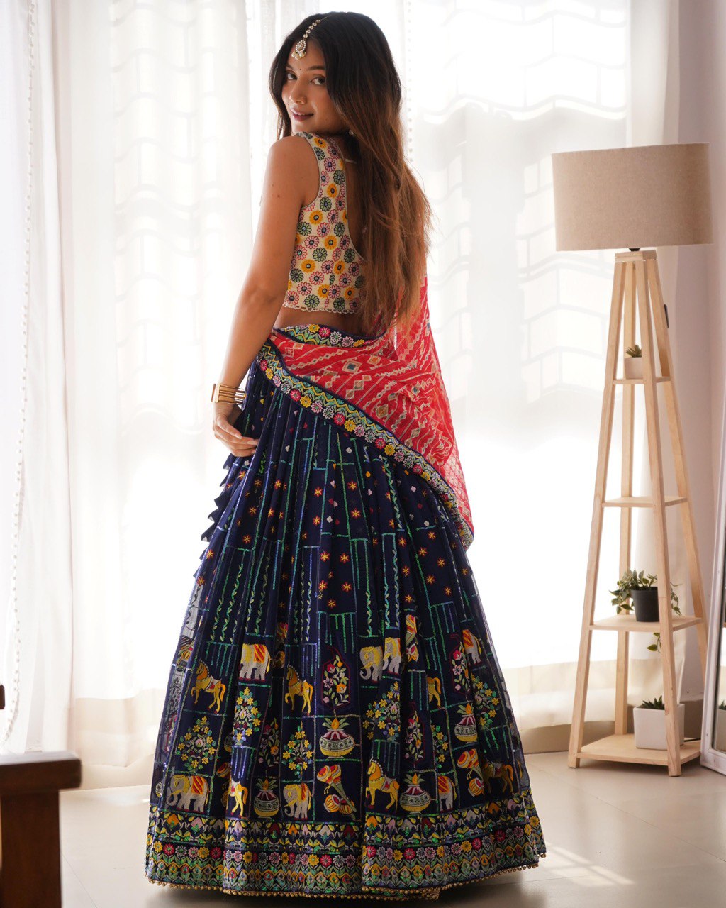 "Vibrant Navratri-Inspired Embroidered Lehenga Choli Set | Krushi Life Style