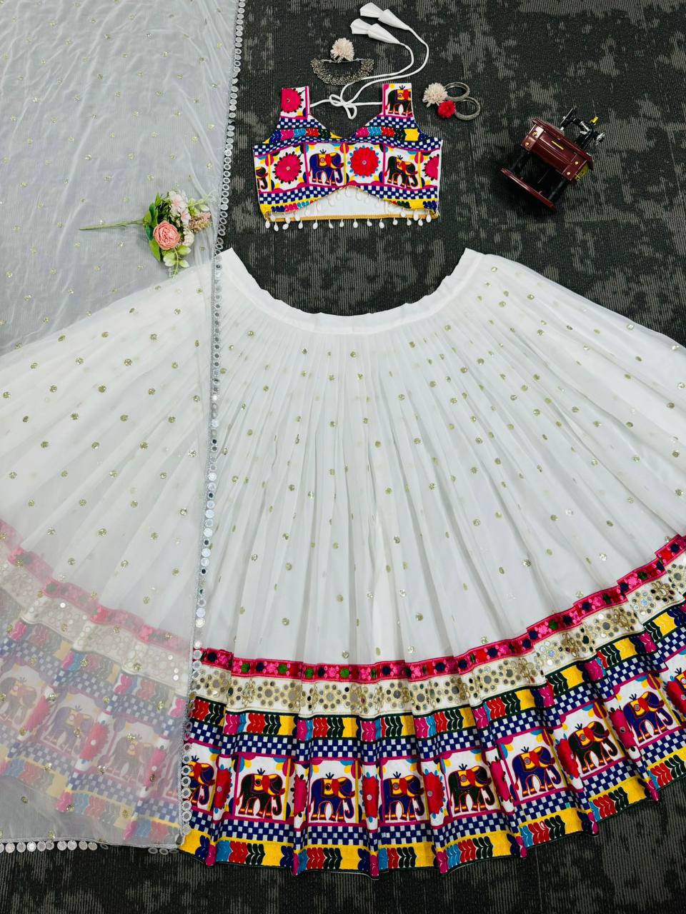 "Garba Vibes: White & Black Lehenga Collection | Krushi Life Style "