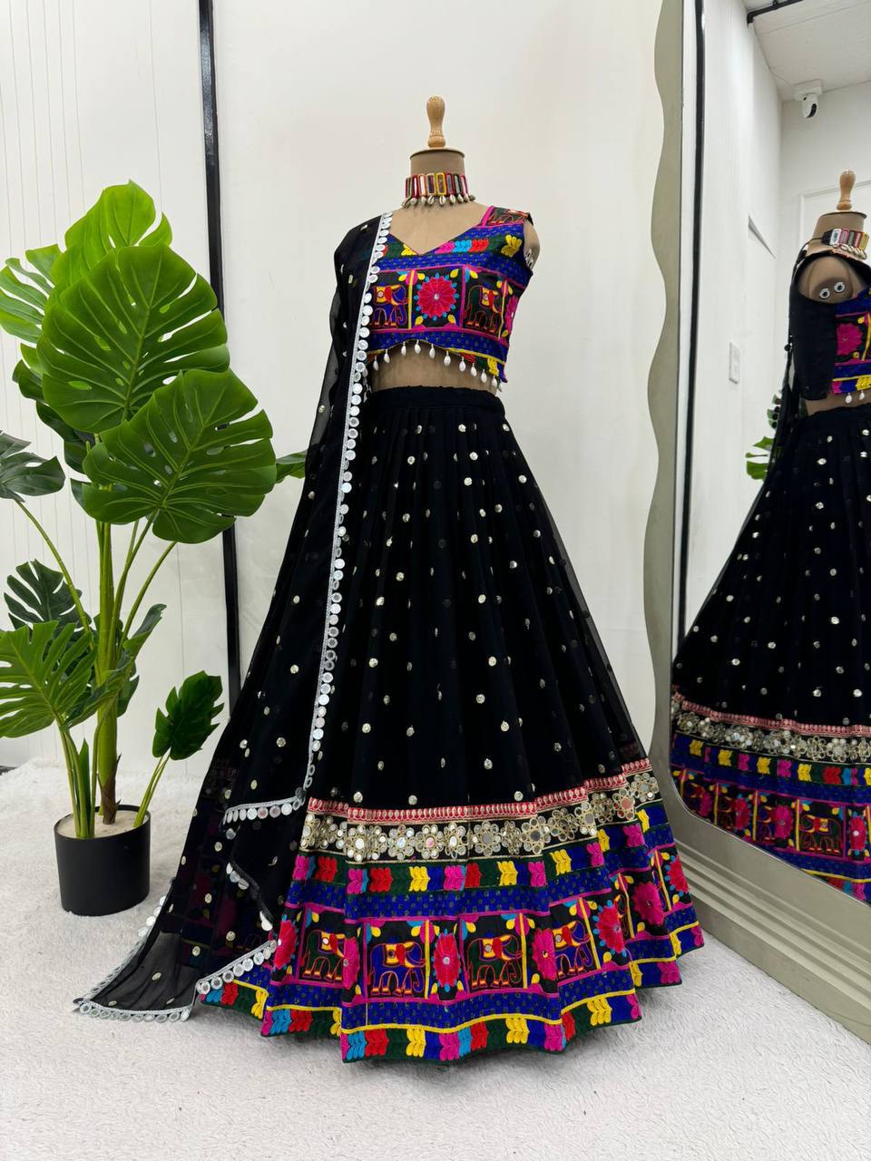 "Garba Vibes: White & Black Lehenga Collection | Krushi Life Style "