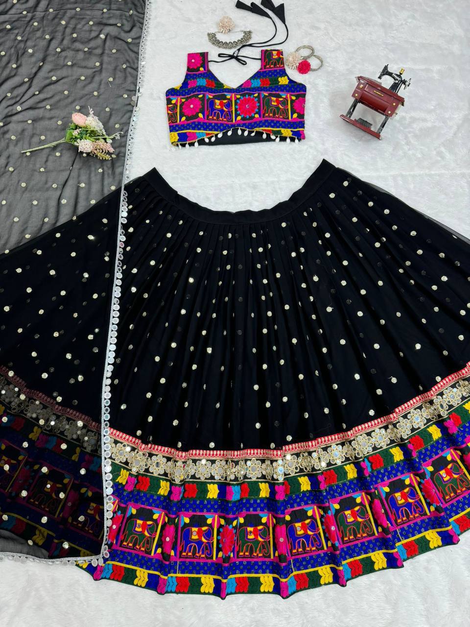 "Garba Vibes: White & Black Lehenga Collection | Krushi Life Style "
