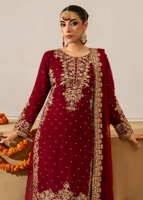 Luxury Maroon Pakistani Suit with Dupatta – Ethnic Wear |Krushi Life Style