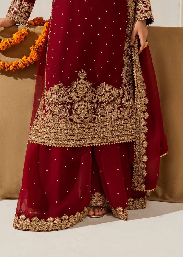 Luxury Maroon Pakistani Suit with Dupatta – Ethnic Wear |Krushi Life Style