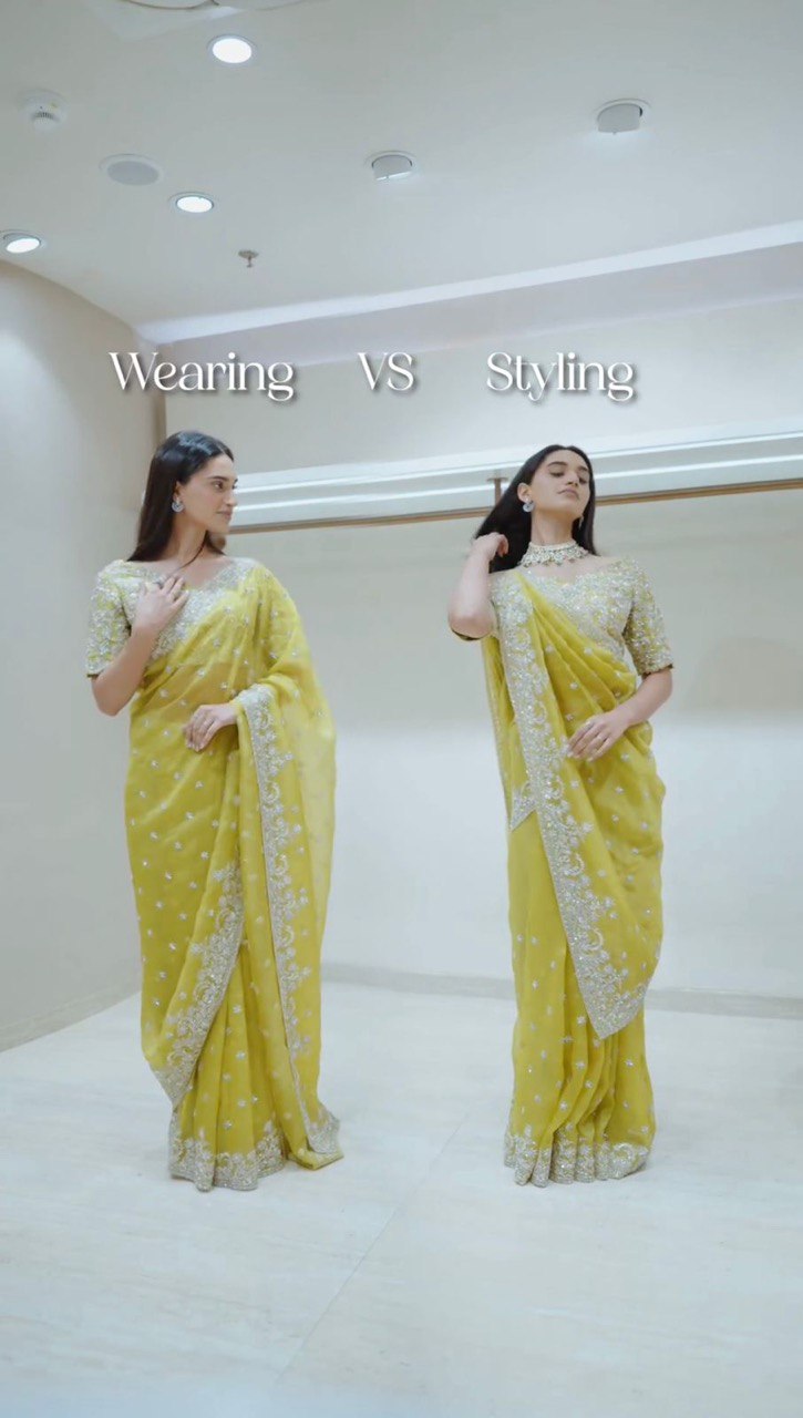 "Leman Color Saree Embroidery work | Krushi Life Style"