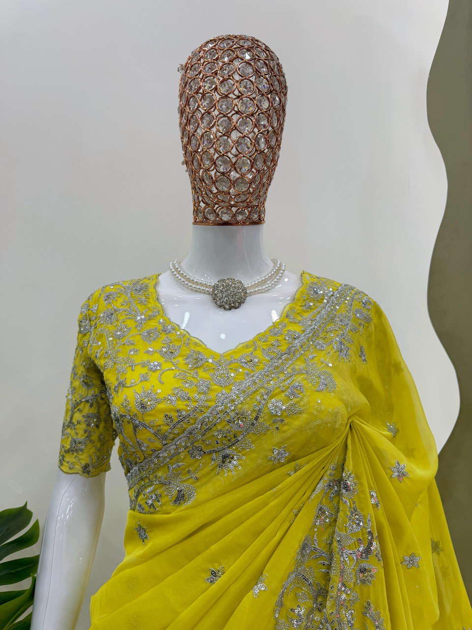 "Leman Color Saree Embroidery work | Krushi Life Style"