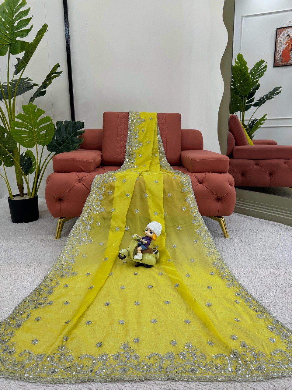"Leman Color Saree Embroidery work | Krushi Life Style"