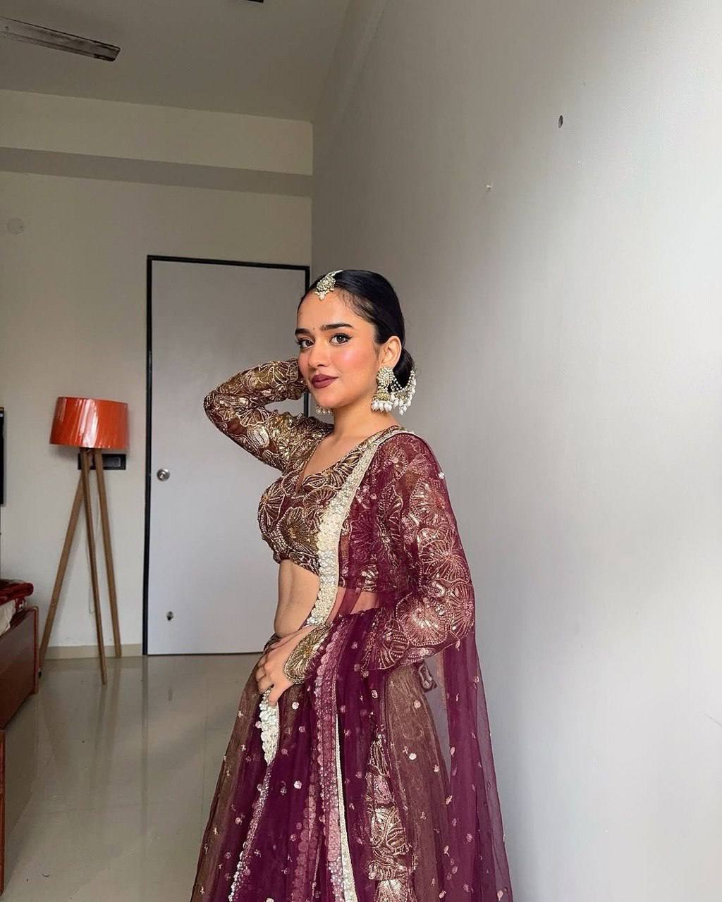 "Tradition in Style: Embellished Lehenga Look | Krushi Life Style"
