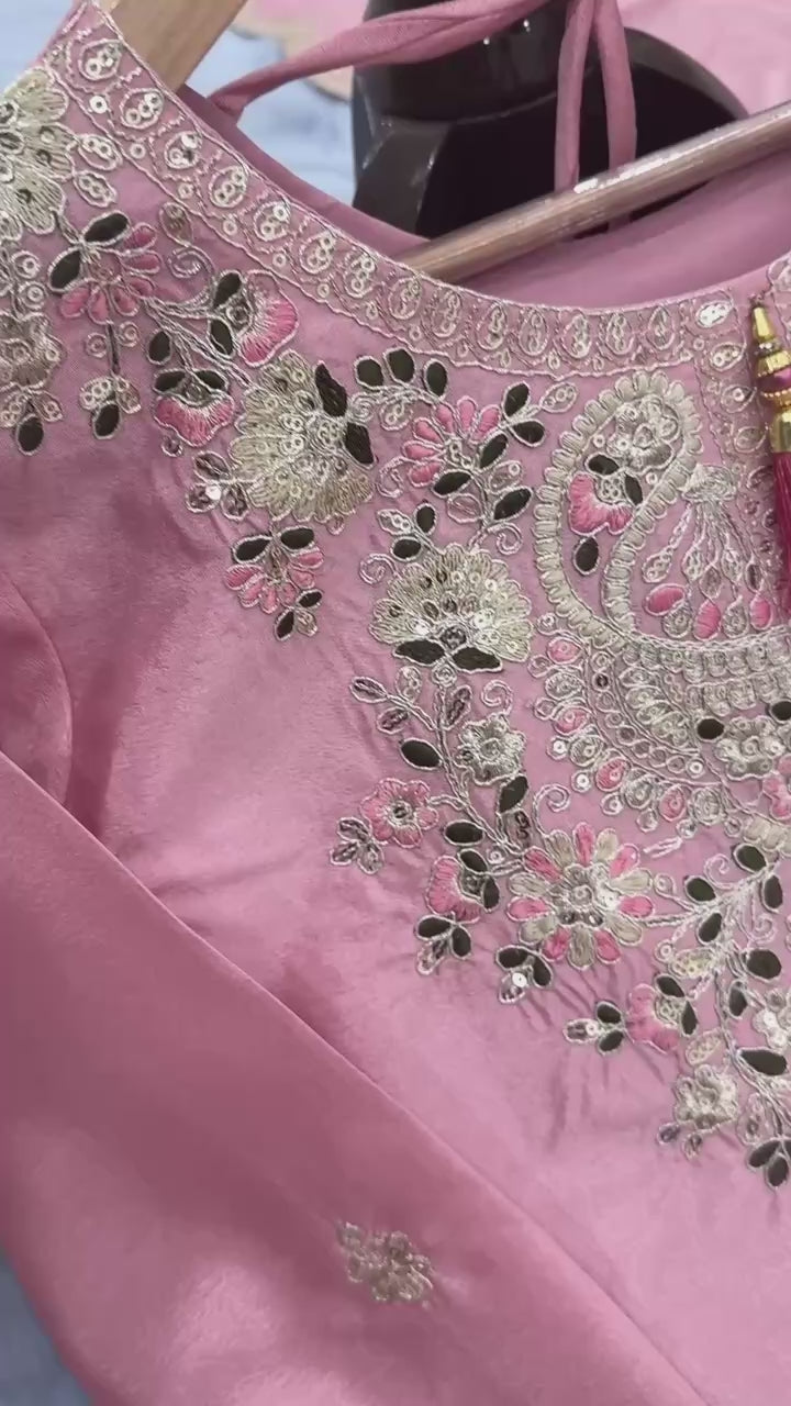 "Royal Radiance: Embroidered Sharara Suit Collection in Lavender, Lime & Blush | Krushi Life Style "
