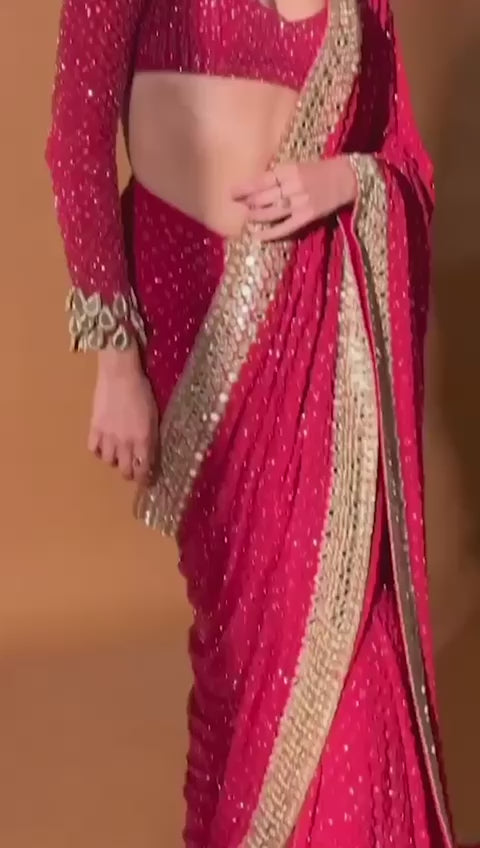 "Glam Red Saree for Party & Wedding | Krushi Life Style "