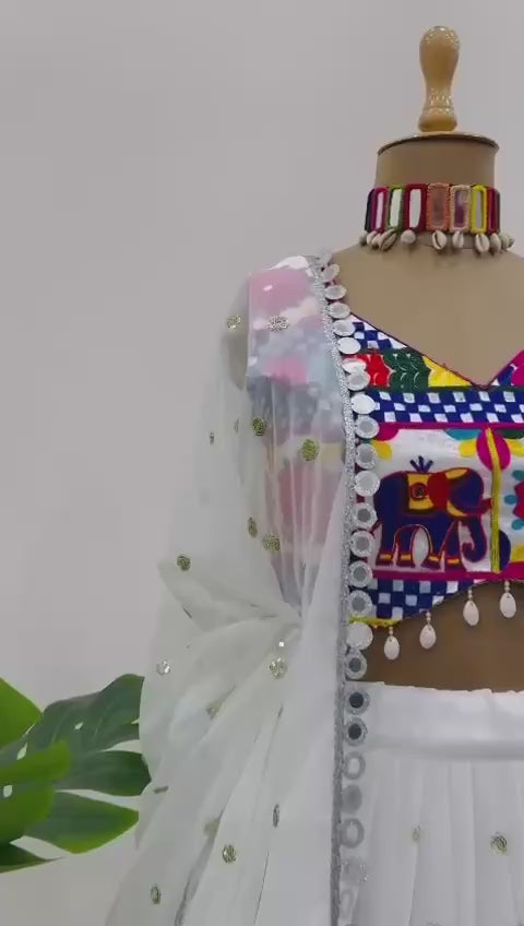 "Garba Vibes: White & Black Lehenga Collection | Krushi Life Style "