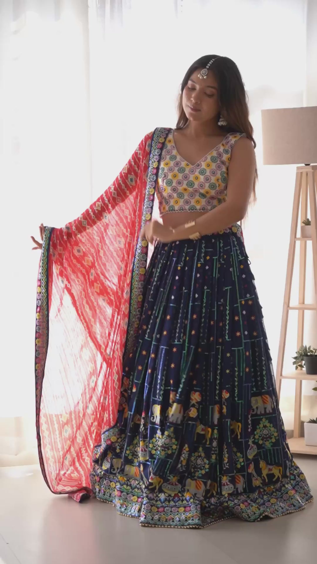 "Vibrant Navratri-Inspired Embroidered Lehenga Choli Set | Krushi Life Style