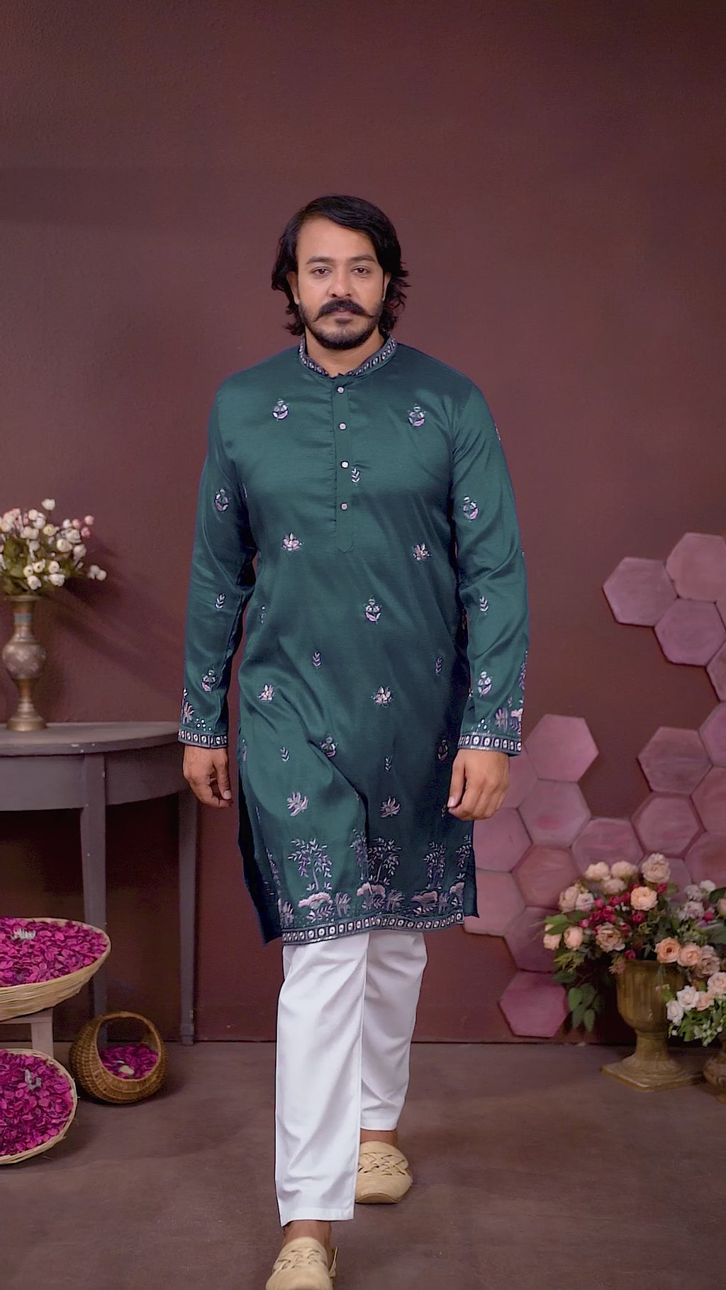 Men's Kurta With Embroidery sequence work | Krushi Life Style