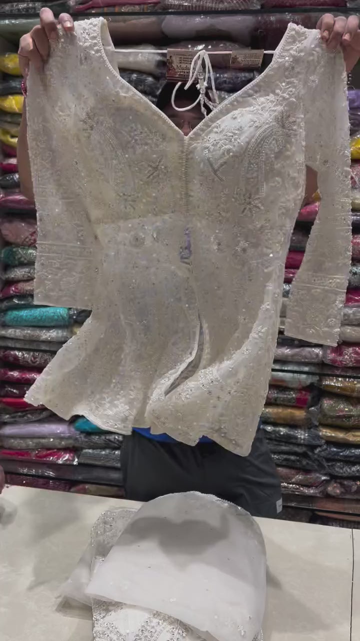 "Designer White Embroidered Suit for Occasions | Krushi Life Style "