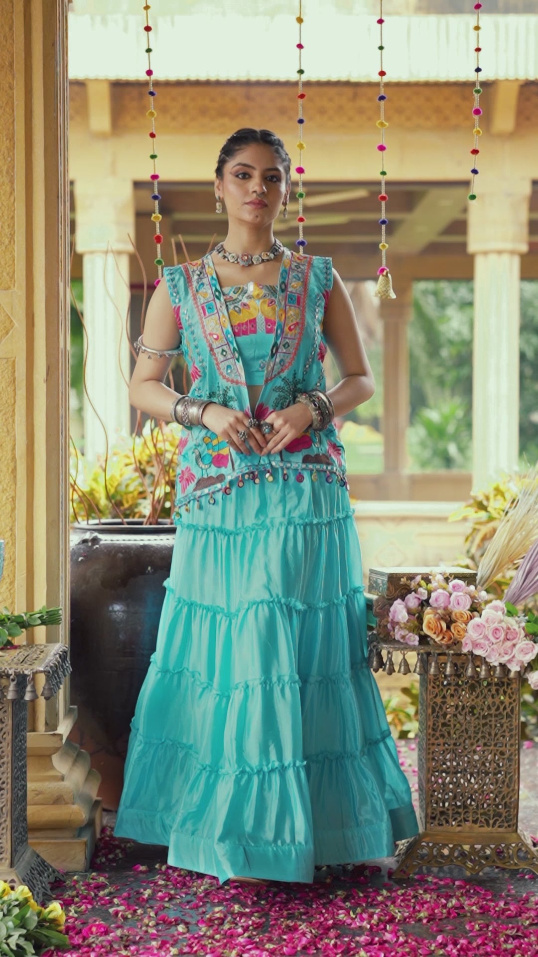 EXCLUSIVE REAL MODELING LEHENGA, BLOUSE & KOTI SET   IS COMING WITH CHINON FABRIC & EMBROIDERY WORK